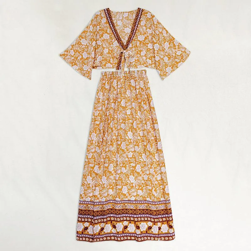 Sexy V Neck Bohemian Tops skirts