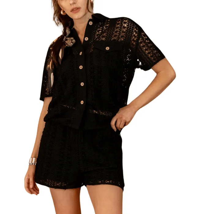 Sheer Crochet Knit Shorts