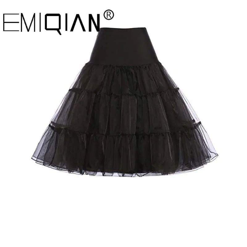 Short Organza Petticoat for Cocktail Dresses Crinoline Wedding Bridal Underskirt Black Skirt