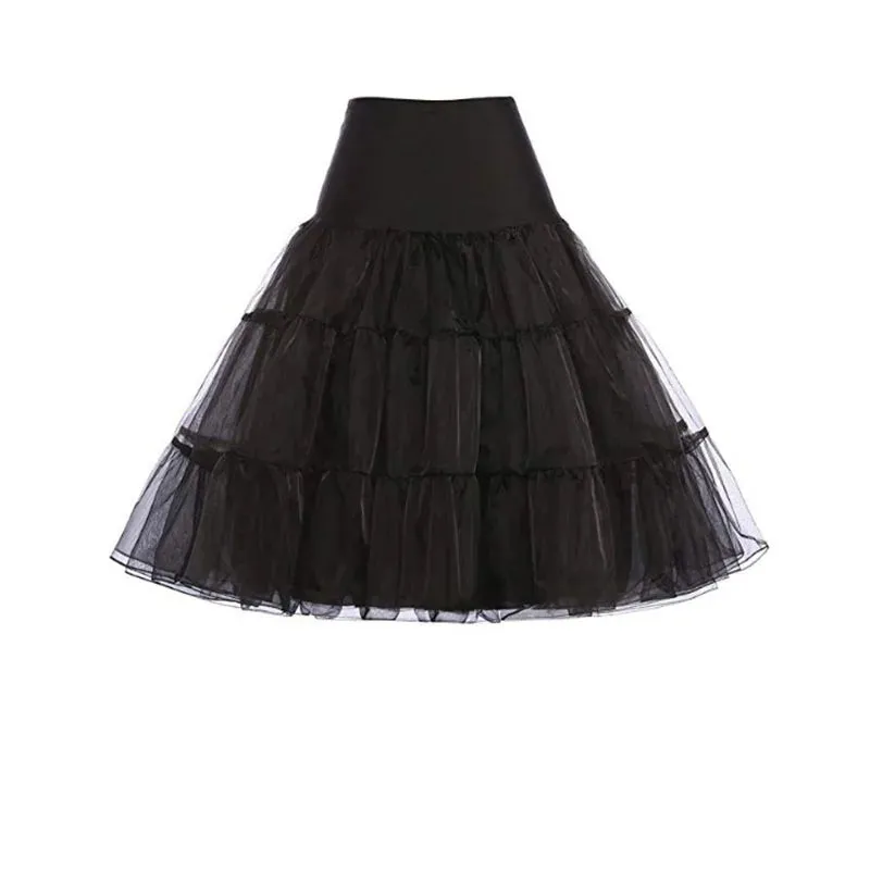 Short Organza Petticoat for Cocktail Dresses Crinoline Wedding Bridal Underskirt Black Skirt