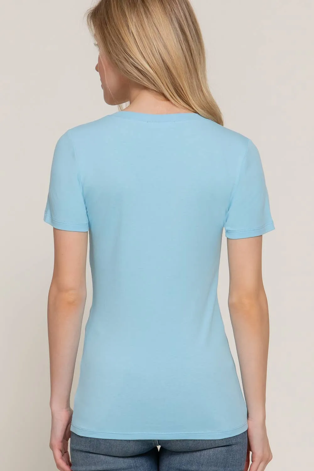 Short Sleeve Scoop Neck Cotton Jersey Top