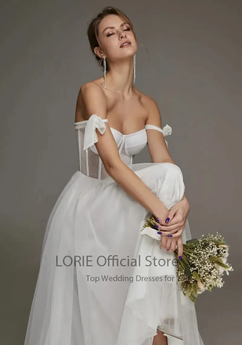 Short Wedding Dresses Modern Boning Spaghetti Strap A Line Tea Length White