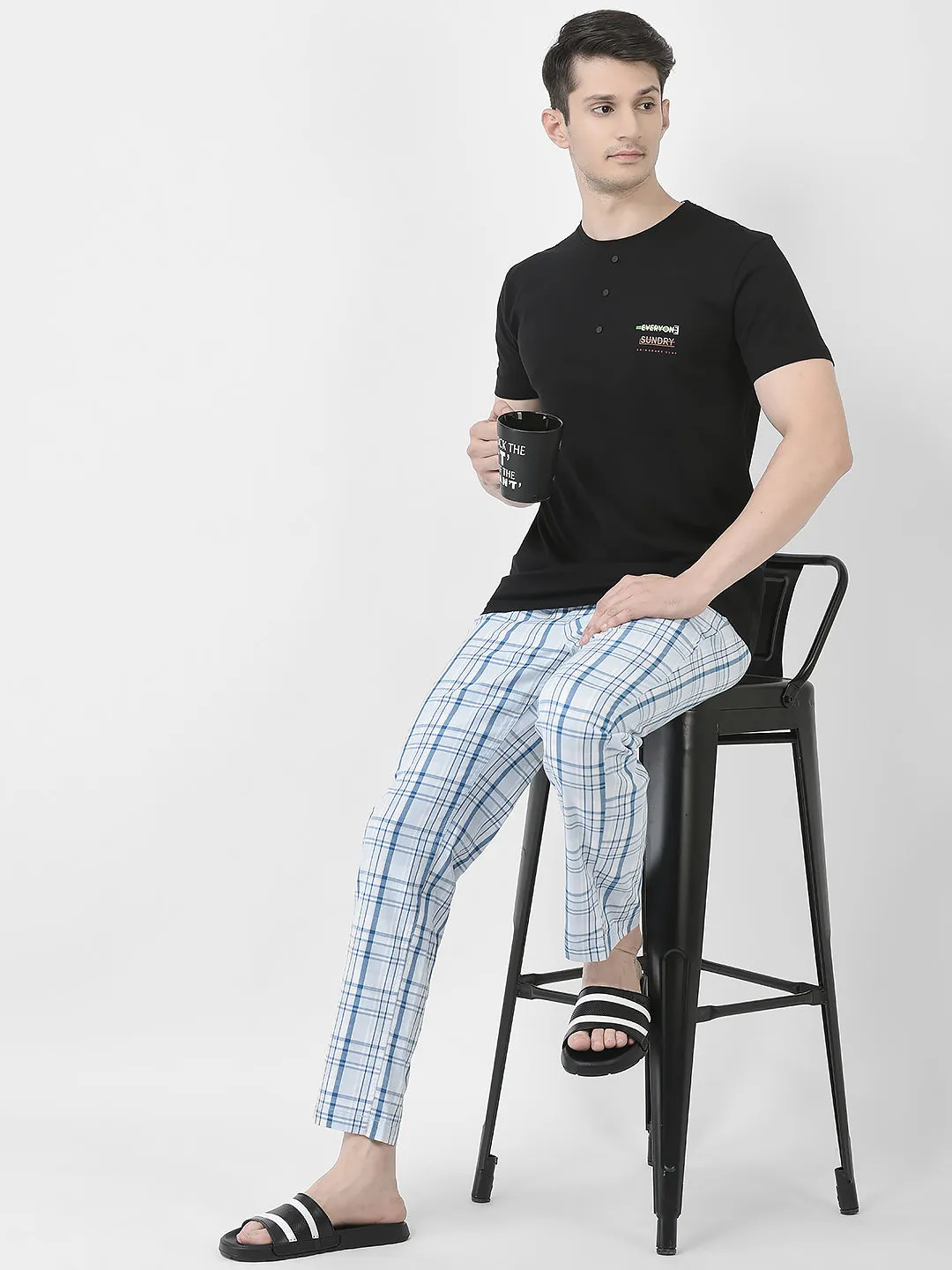 Sky Blue Checkered Lounge Pants