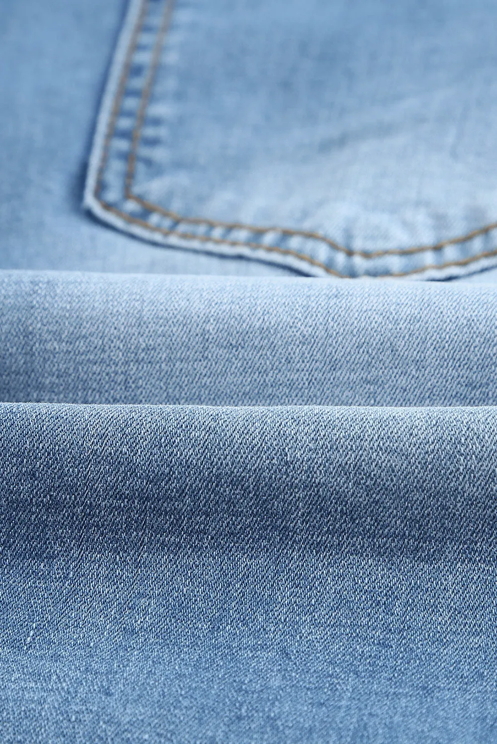 Sky Blue Distressed Low-rise Men's Denim Shorts