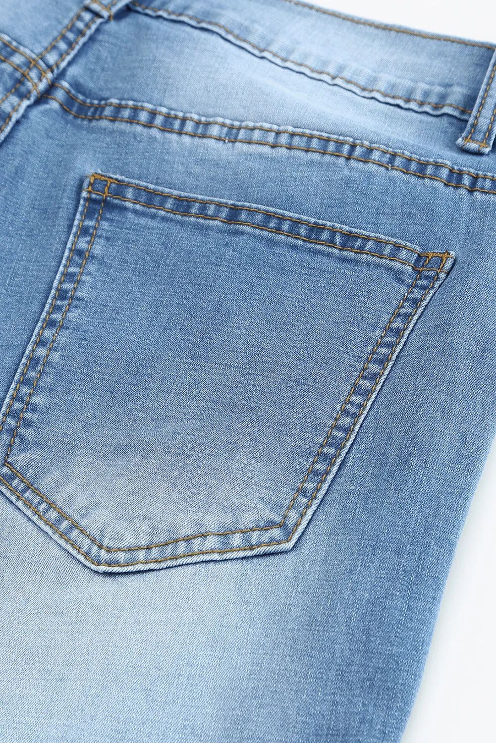 Sky Blue Distressed Low-rise Men's Denim Shorts