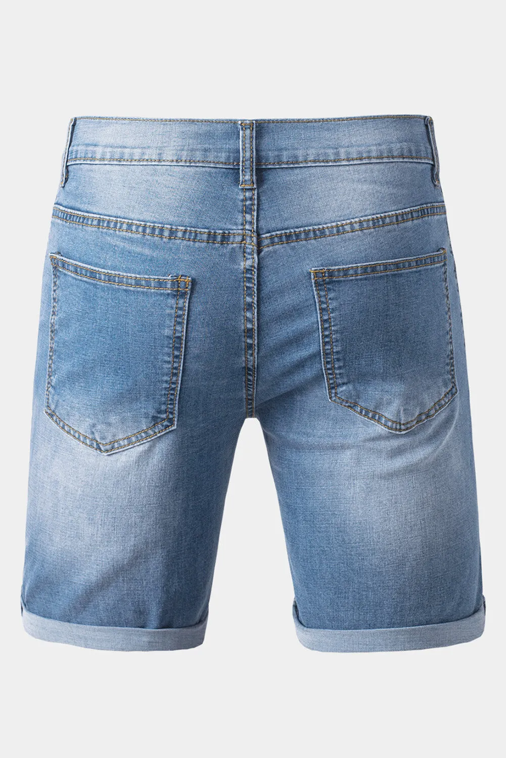 Sky Blue Distressed Low-rise Men's Denim Shorts