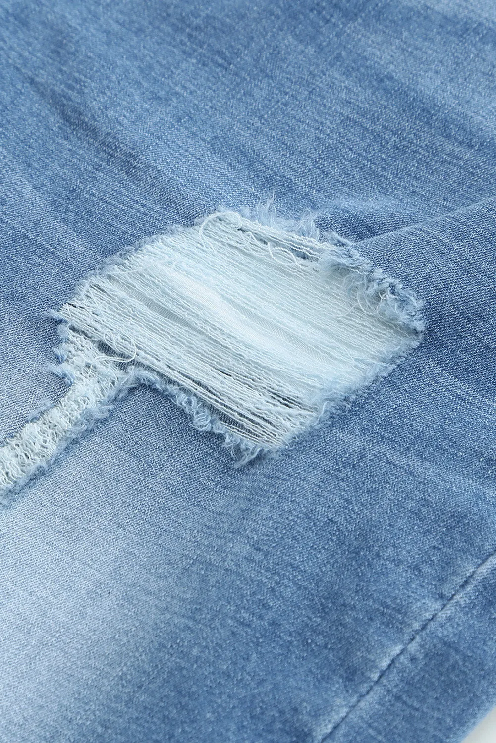 Sky Blue Distressed Low-rise Men's Denim Shorts