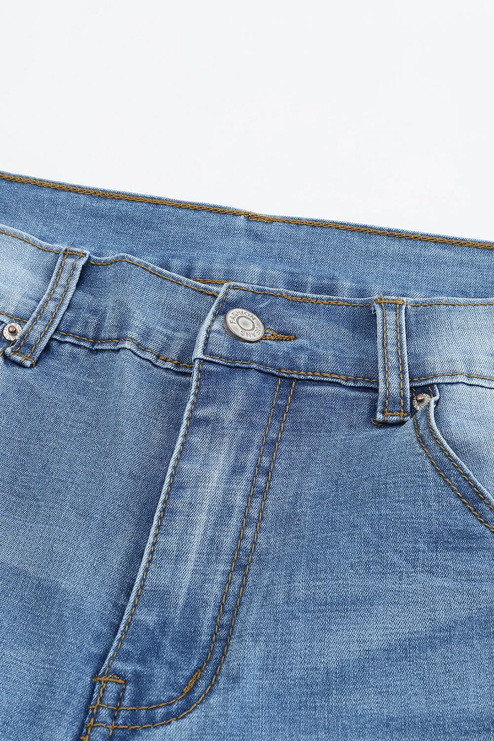 Sky Blue Distressed Low-rise Men's Denim Shorts