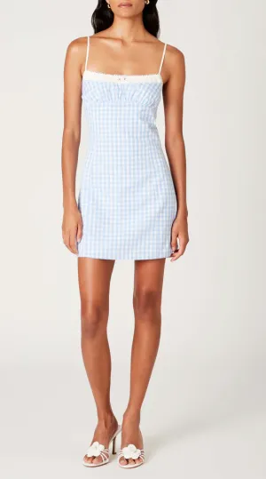 Sleeveless Ruched Bust Gingham Mini Dress