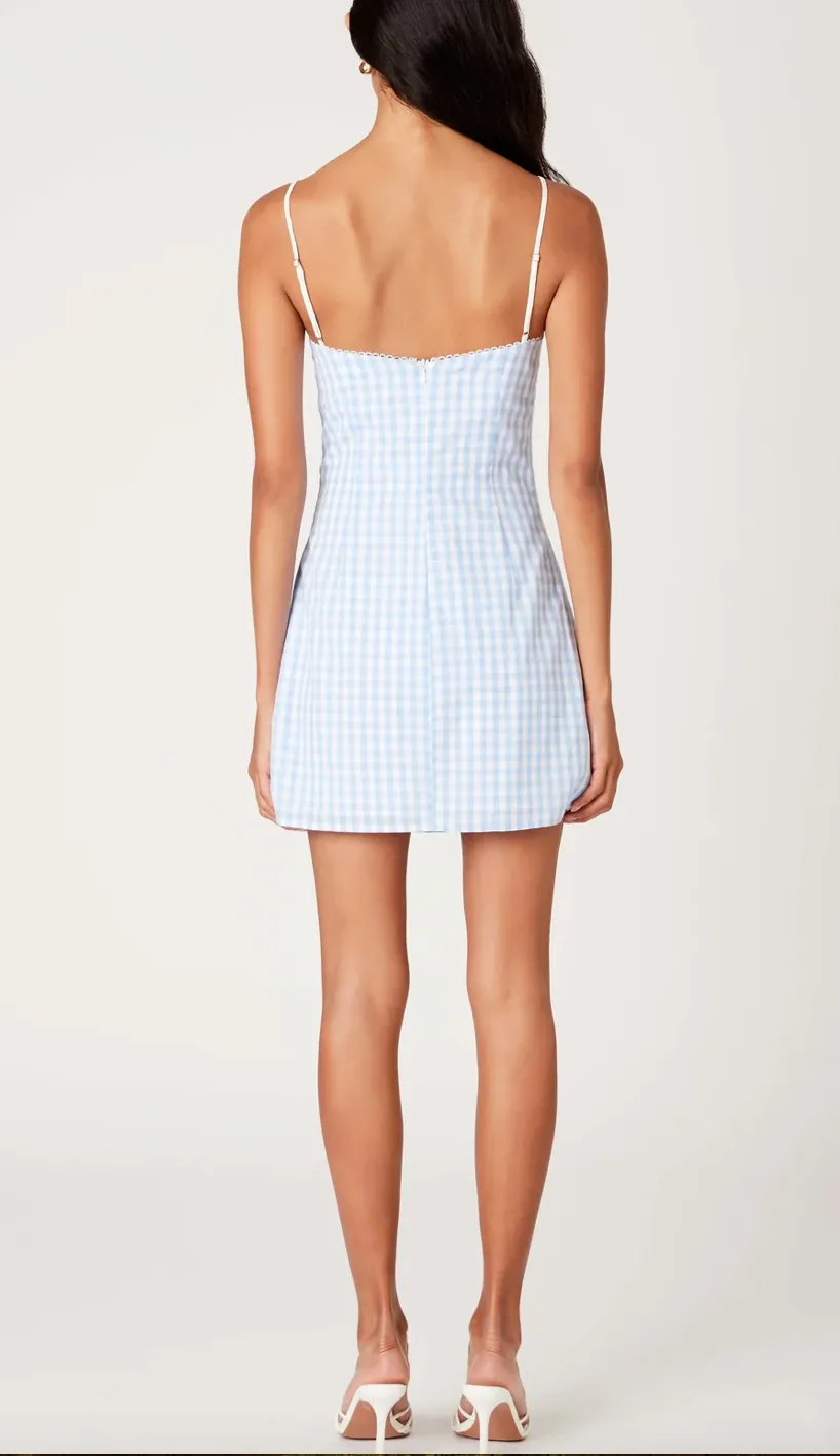 Sleeveless Ruched Bust Gingham Mini Dress
