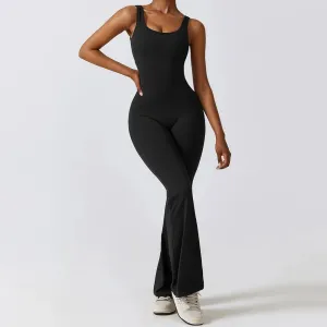 Sleeveless Scrunch Butt Yoga Jumpsuit - Padded Fitness Bodysuit