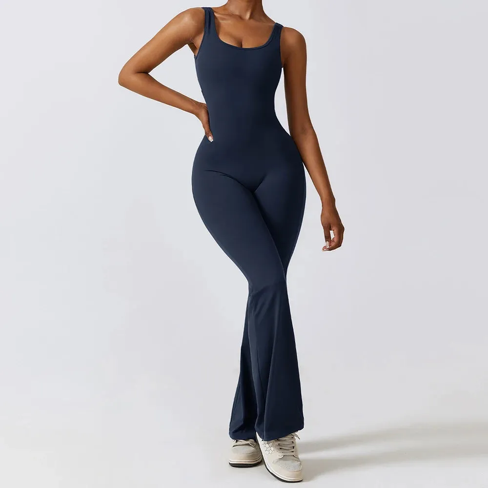 Sleeveless Scrunch Butt Yoga Jumpsuit - Padded Fitness Bodysuit