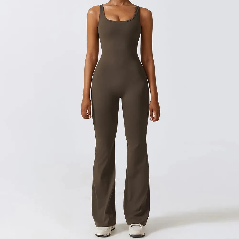 Sleeveless Scrunch Butt Yoga Jumpsuit - Padded Fitness Bodysuit