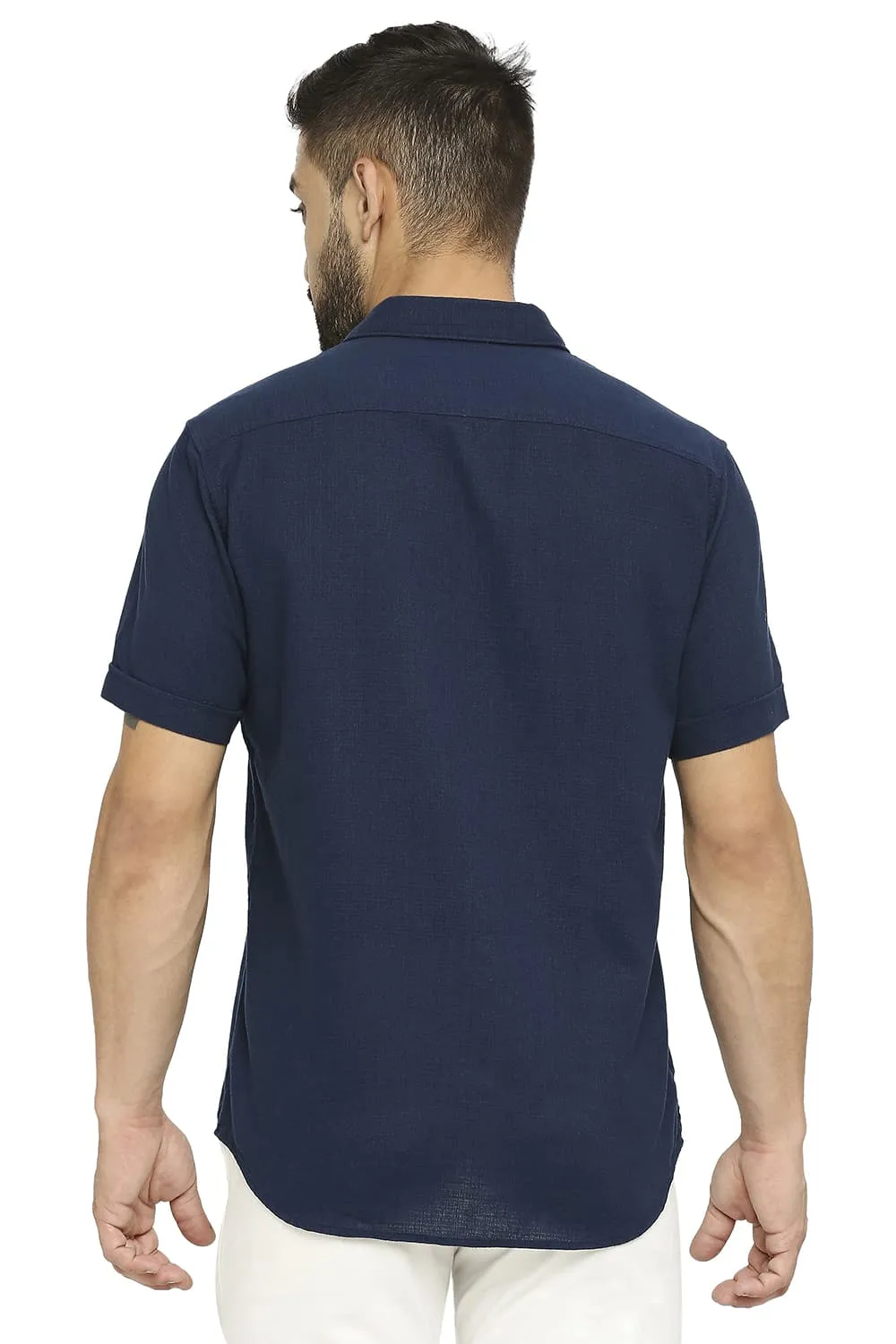 Slim Fit Cotton Dobby Halfsleeves Shirt