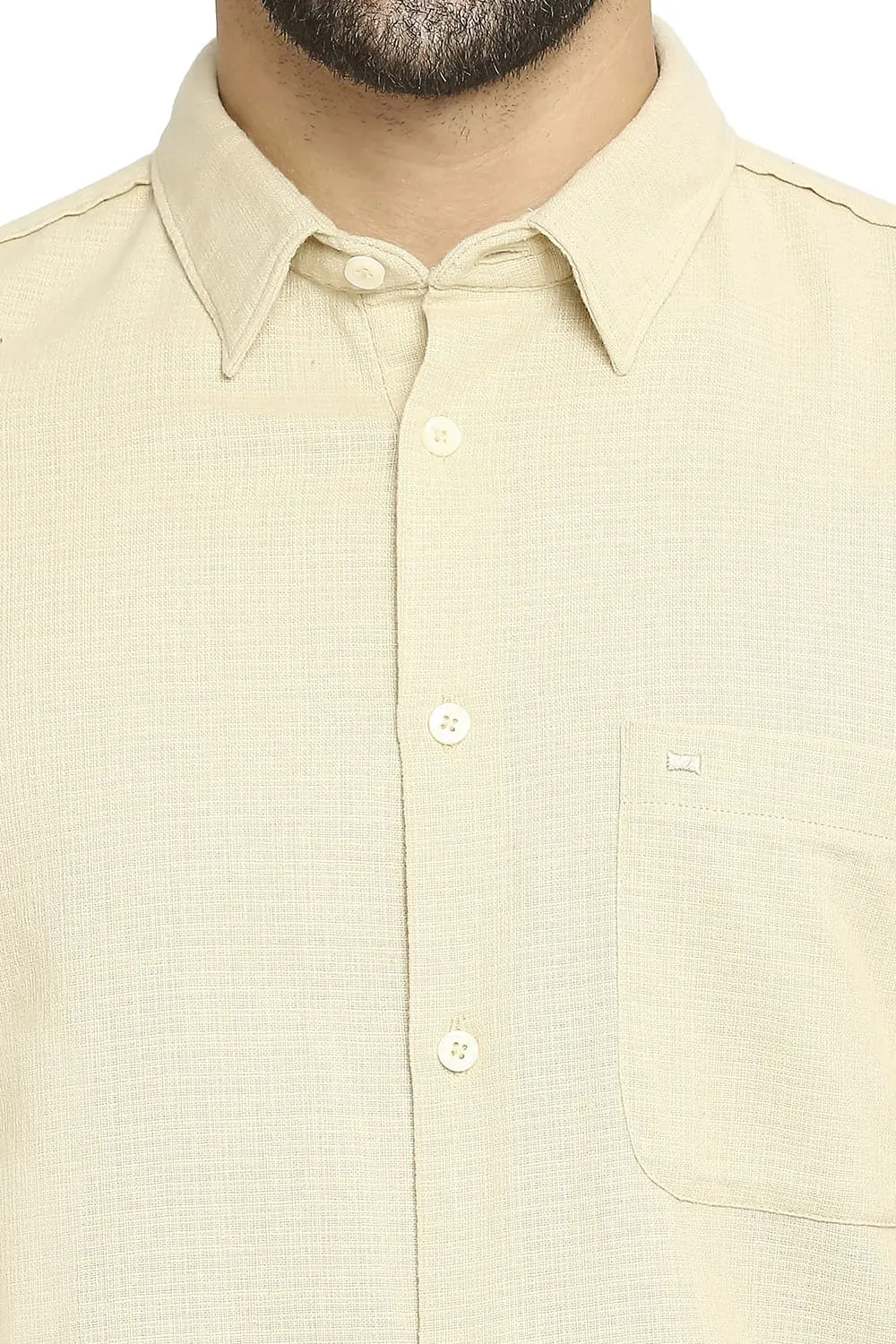 Slim Fit Cotton Dobby Halfsleeves Shirt