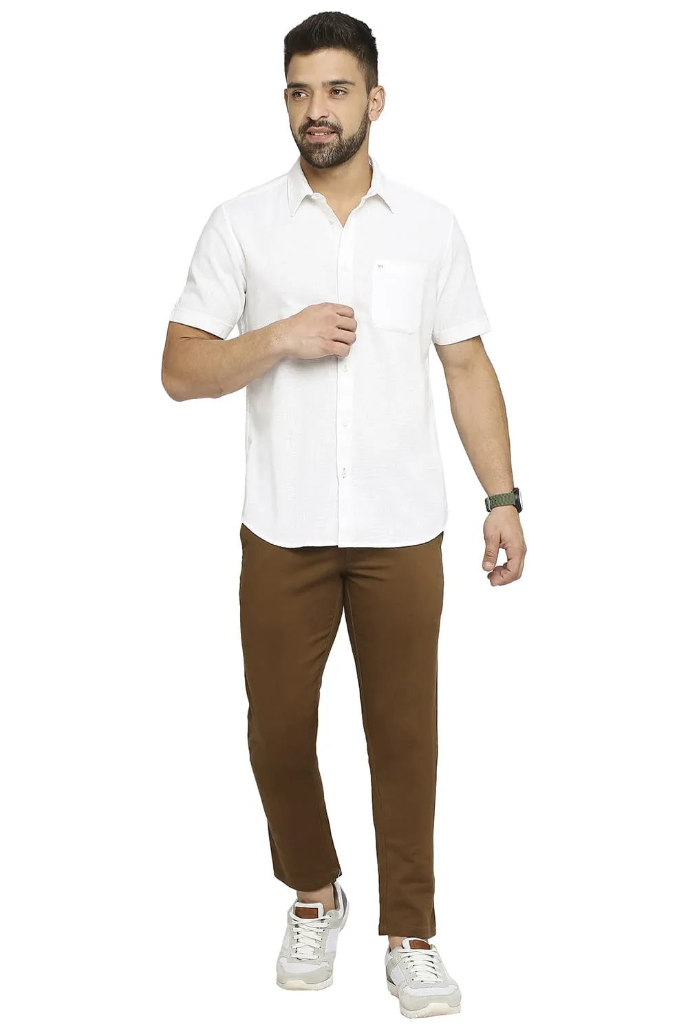 Slim Fit Cotton Dobby Halfsleeves Shirt