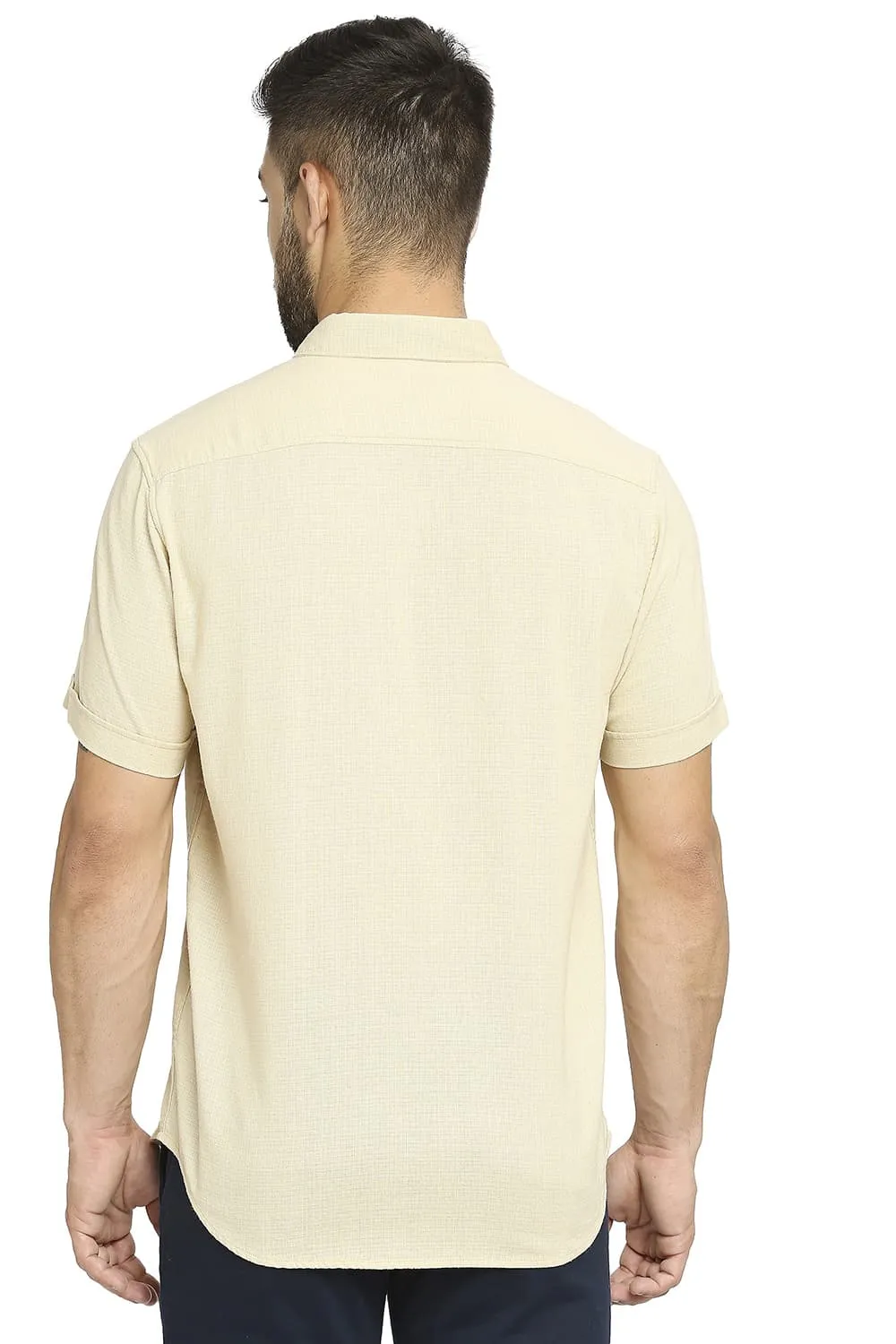 Slim Fit Cotton Dobby Halfsleeves Shirt