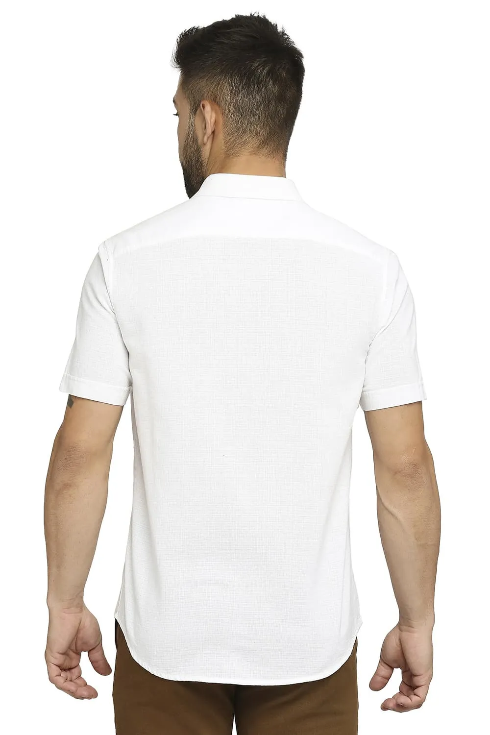 Slim Fit Cotton Dobby Halfsleeves Shirt