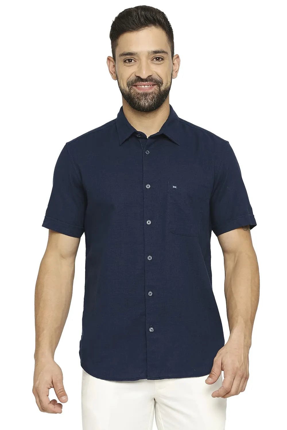 Slim Fit Cotton Dobby Halfsleeves Shirt