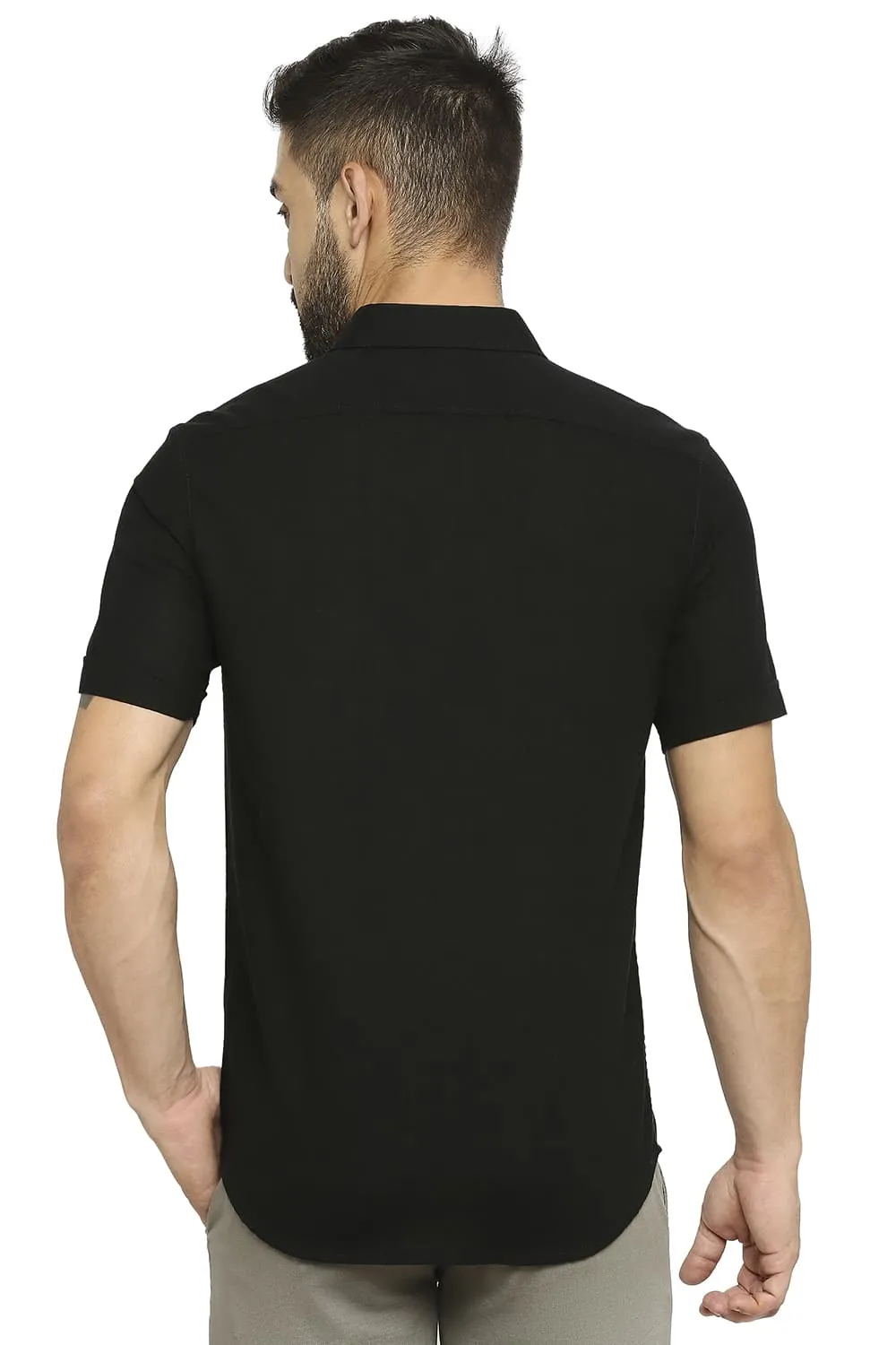 Slim Fit Cotton Dobby Halfsleeves Shirt