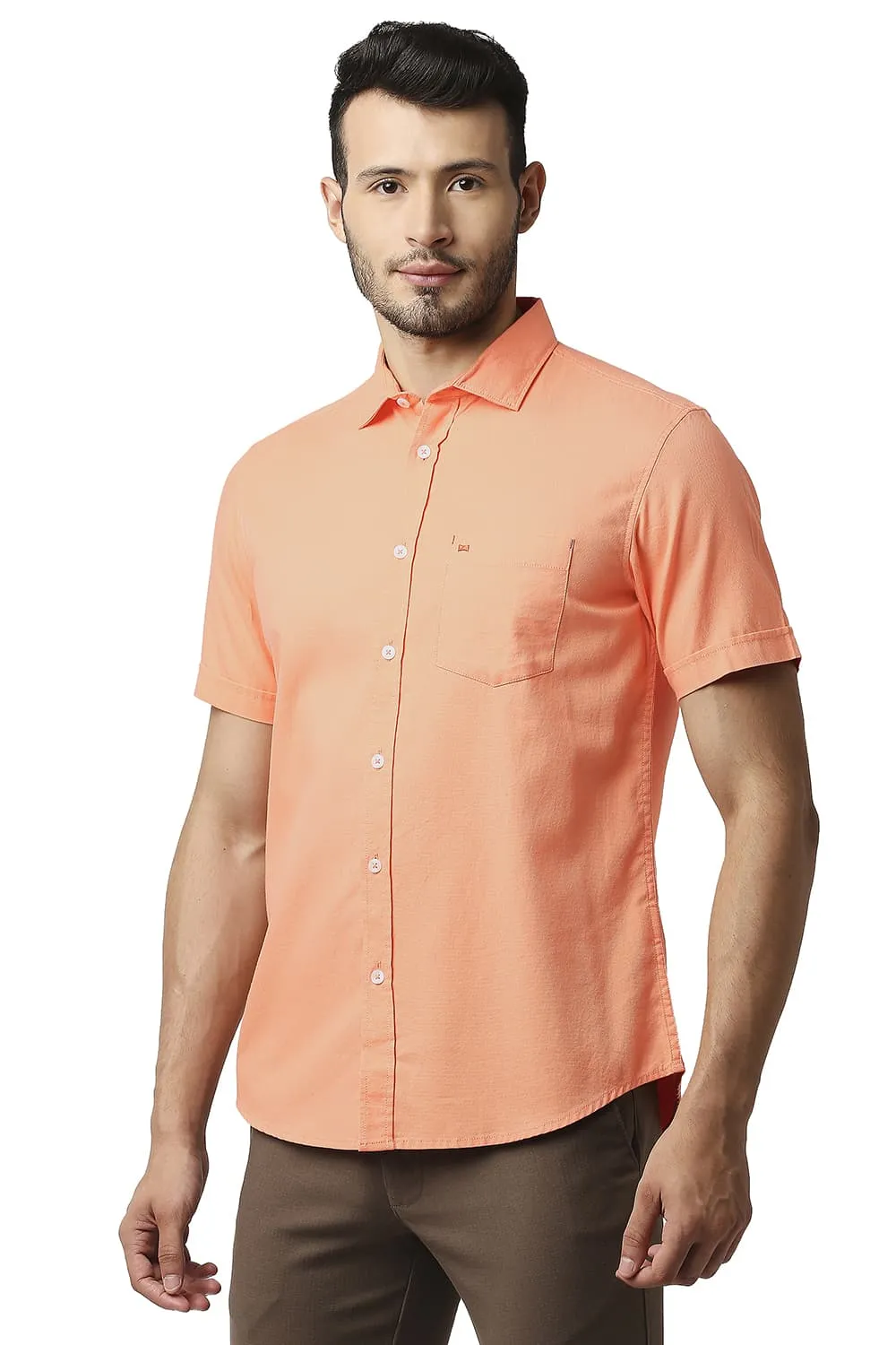 Slim Fit Dobby Halfsleeves Shirt