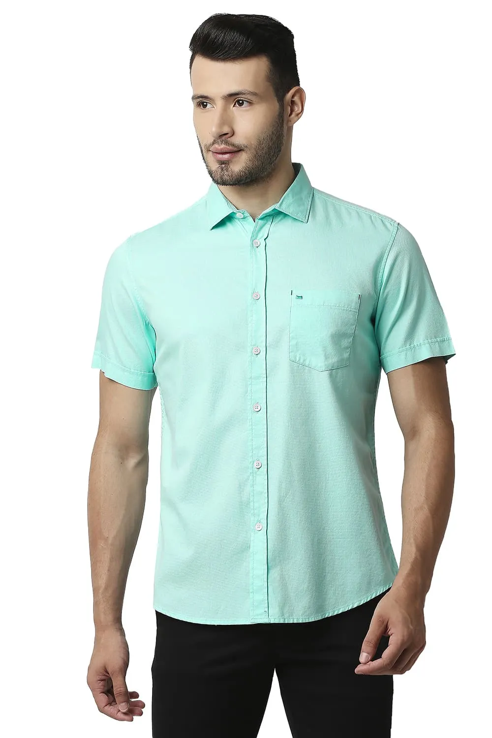 Slim Fit Dobby Halfsleeves Shirt