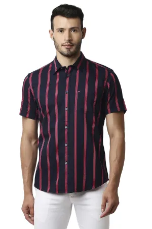 Slim Fit Twill Stripe Halfsleeves Shirt