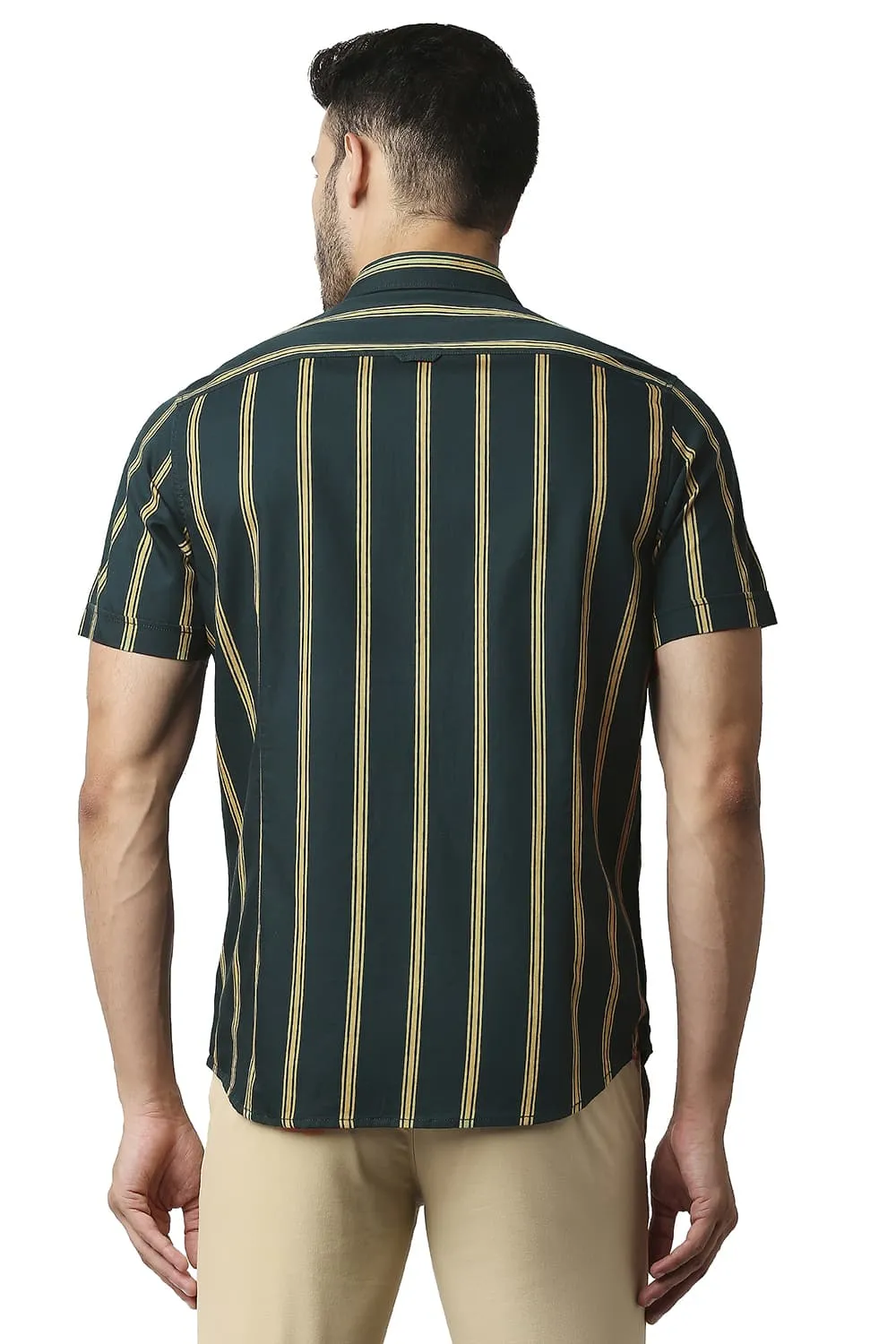 Slim Fit Twill Stripe Halfsleeves Shirt