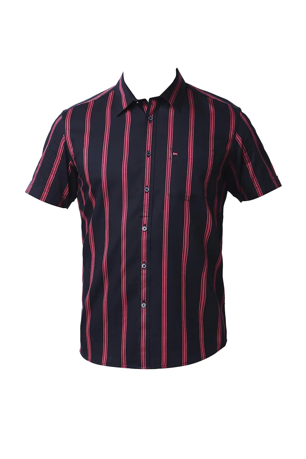 Slim Fit Twill Stripe Halfsleeves Shirt