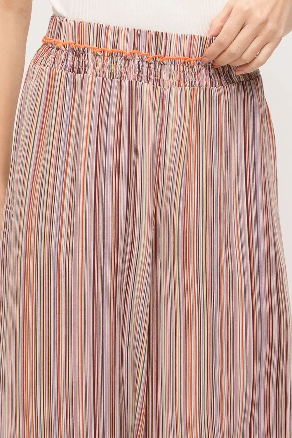 Smocked multi stripe pants