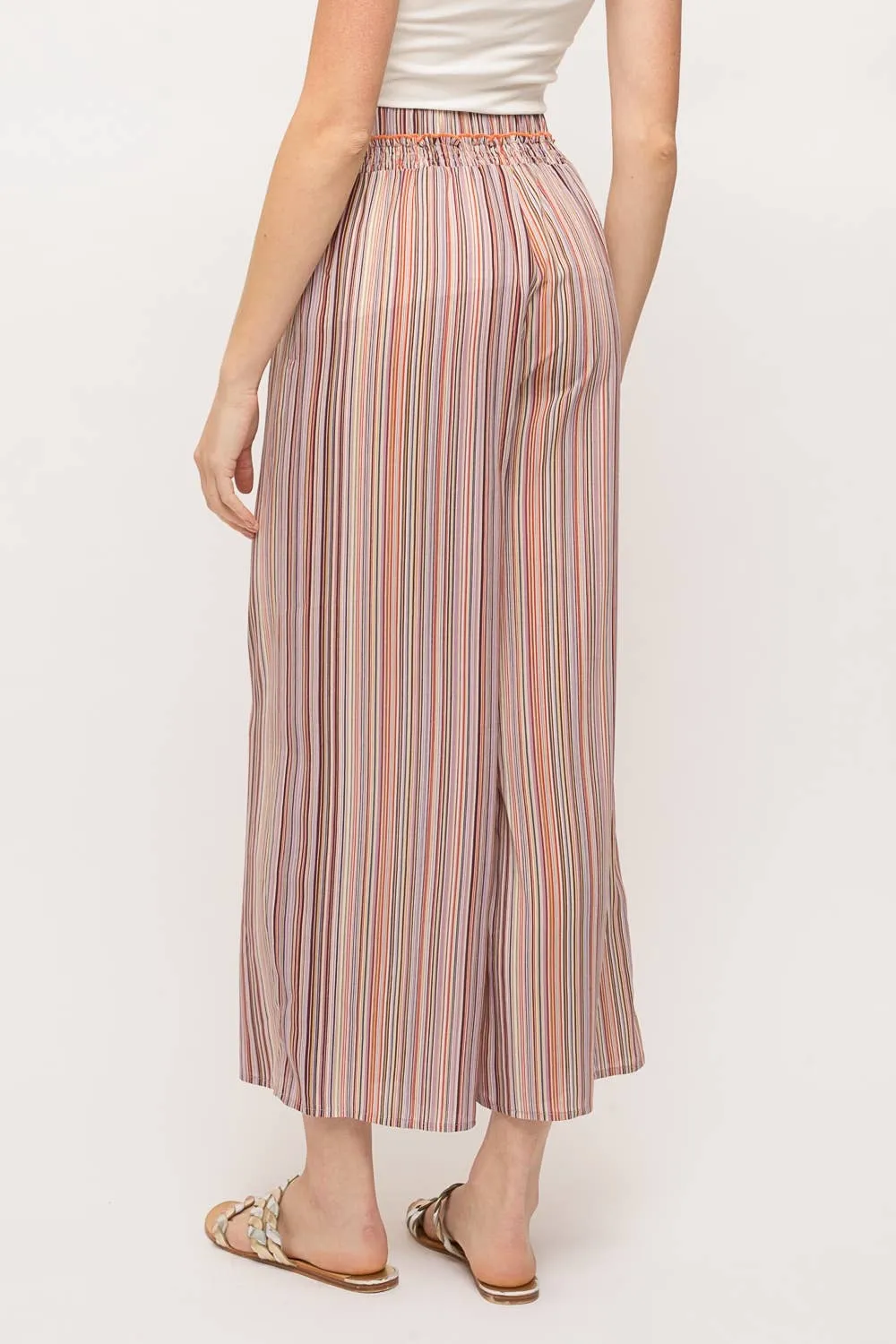 Smocked multi stripe pants