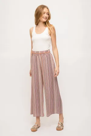 Smocked multi stripe pants