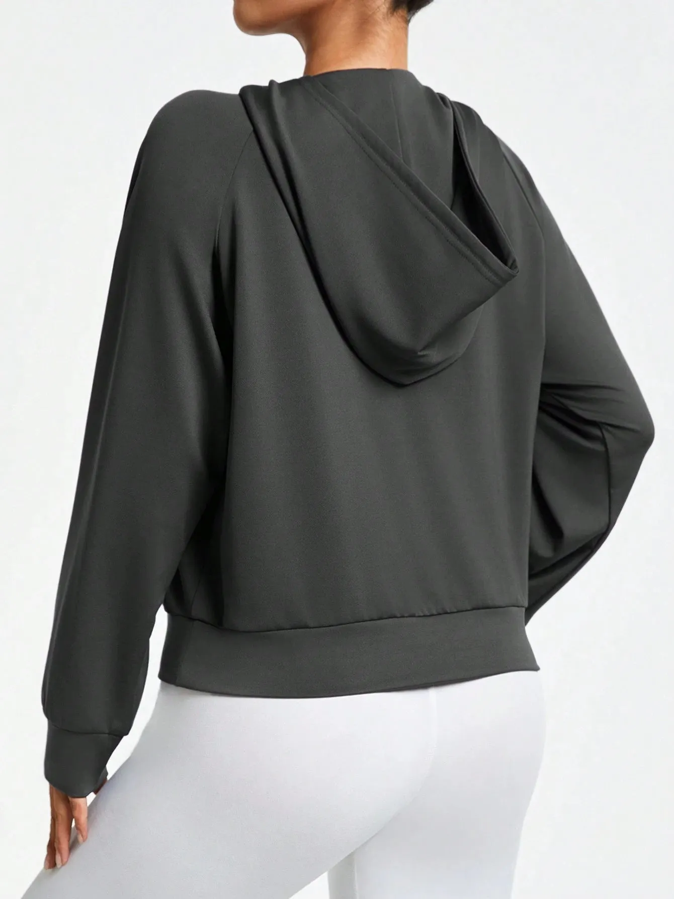 Solid Color Front Zip-Up Hoodie for Women | Comfortable Long Sleeve Sweatshirt