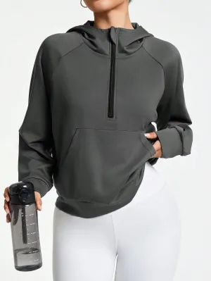 Solid Color Front Zip-Up Hoodie for Women | Comfortable Long Sleeve Sweatshirt
