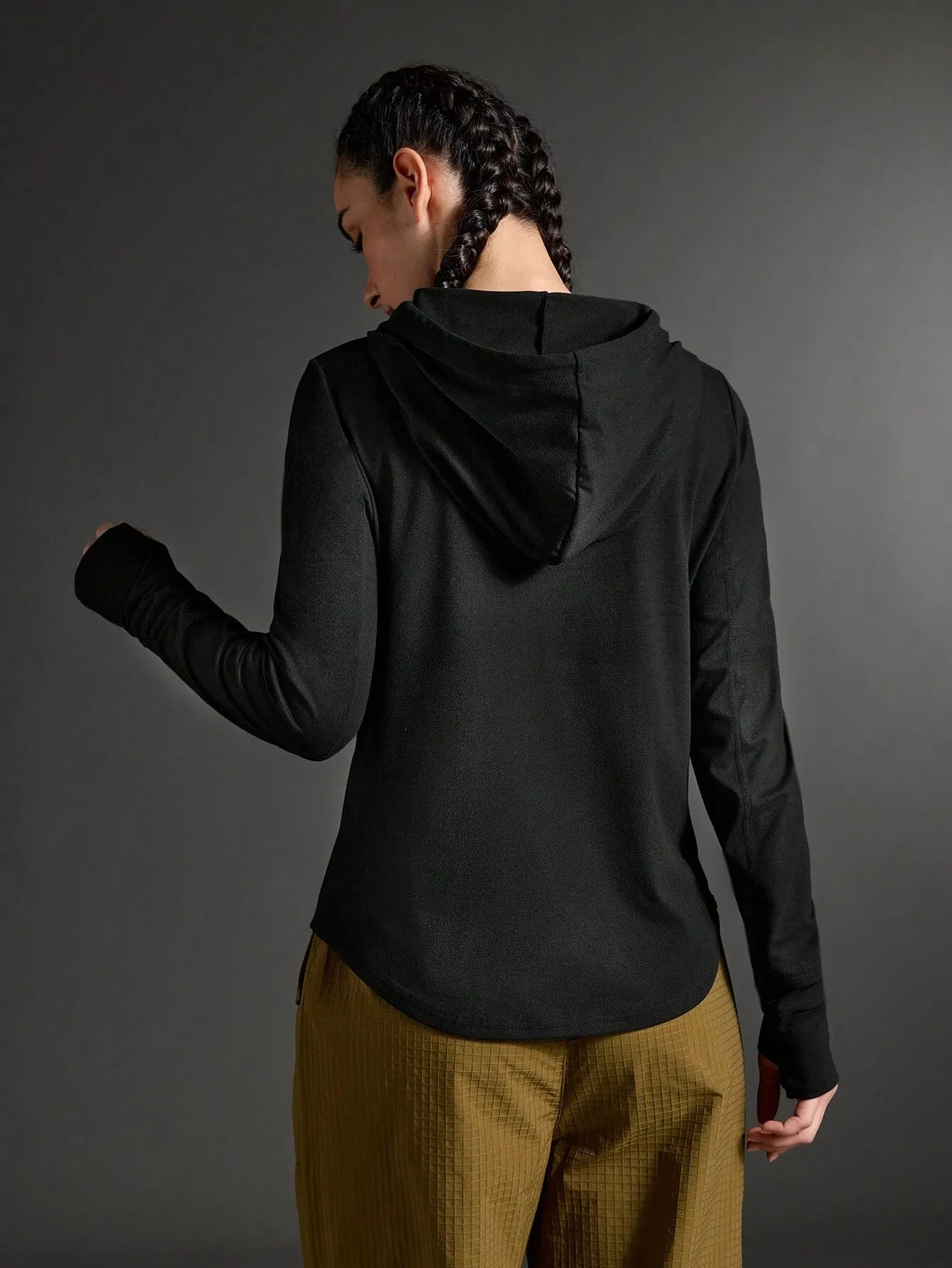 Solid Color Hooded Zip-Up Sweatshirt for Women | Versatile & Casual Long Sleeve