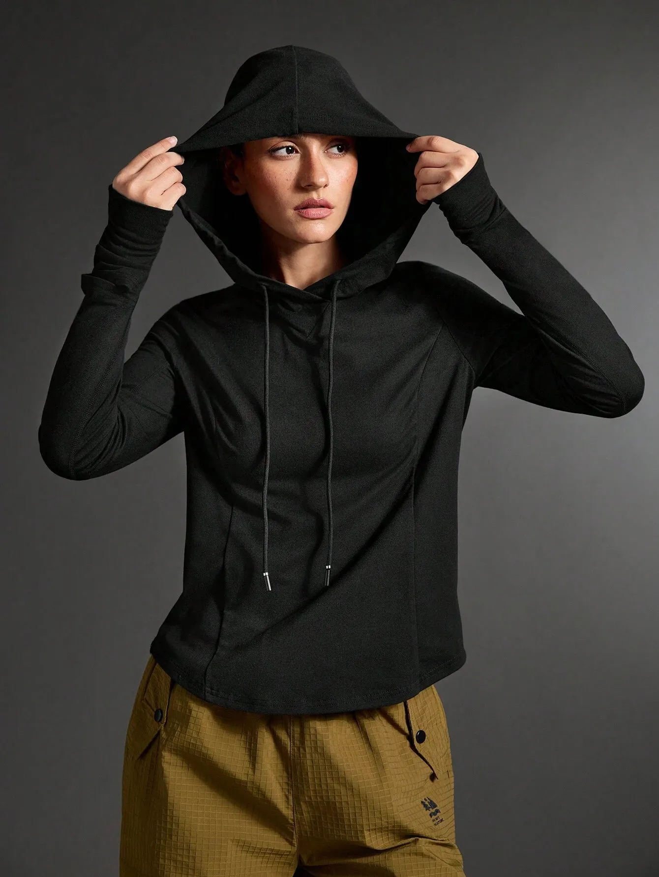 Solid Color Hooded Zip-Up Sweatshirt for Women | Versatile & Casual Long Sleeve