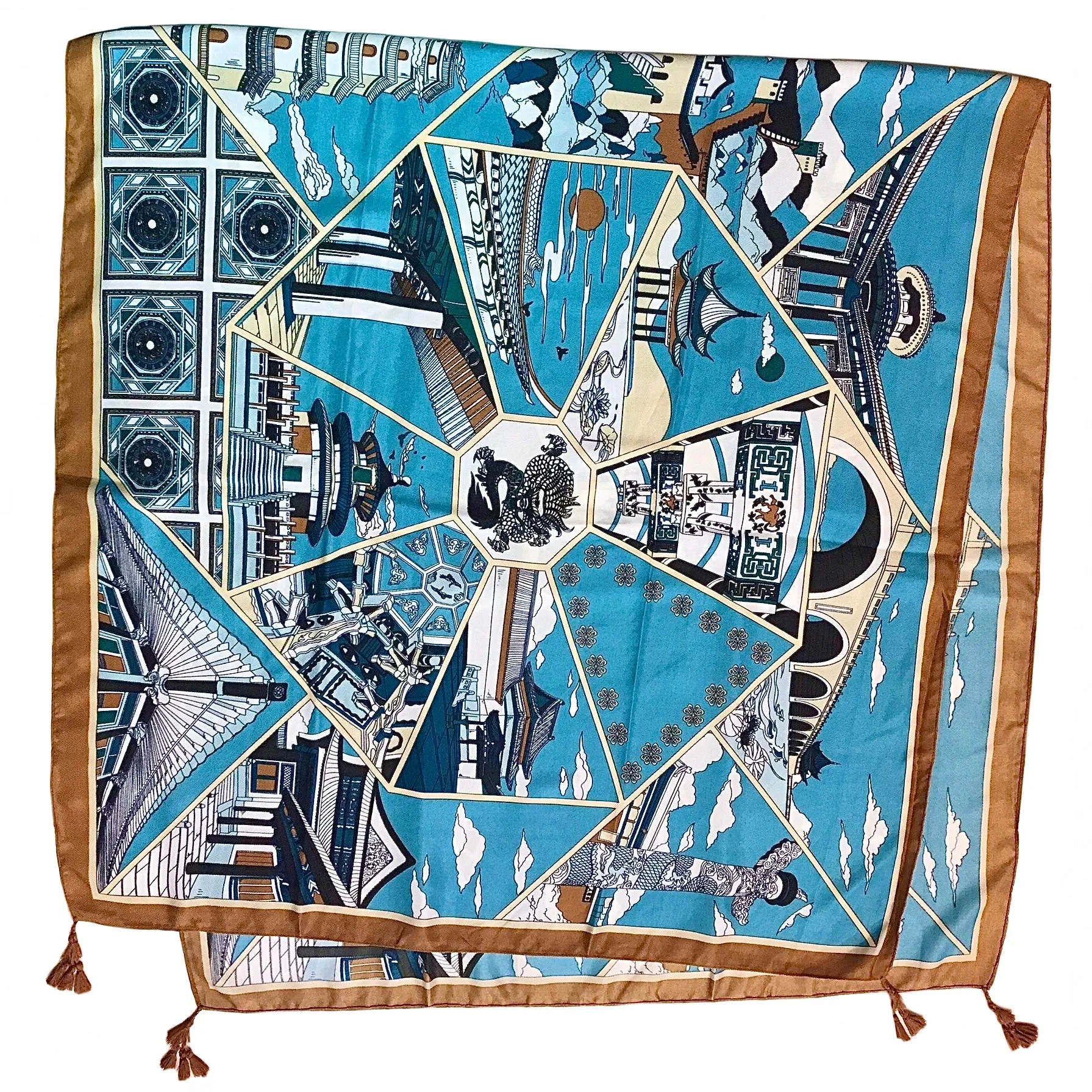 Spring Abstract Tassel Scarf