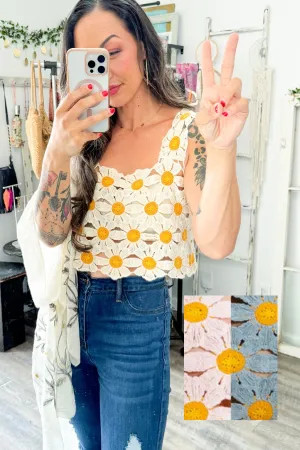 Spring Daisy Crochet Crop Top
