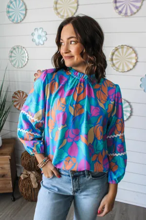 Spring Jubilee Floral Top • Blue Multi