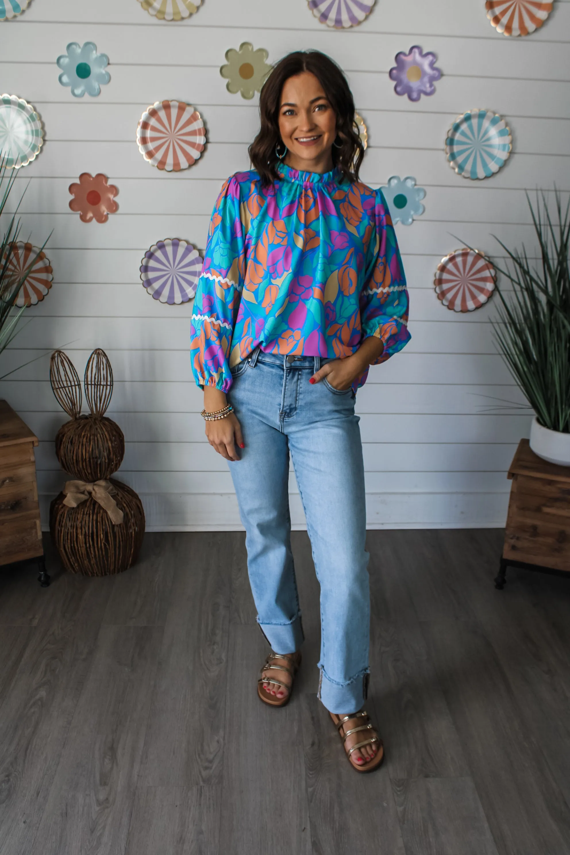 Spring Jubilee Floral Top • Blue Multi