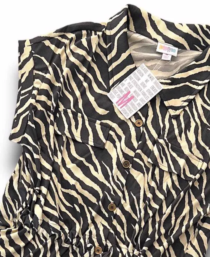 Stacie - Charcoal Tan Zebra Print