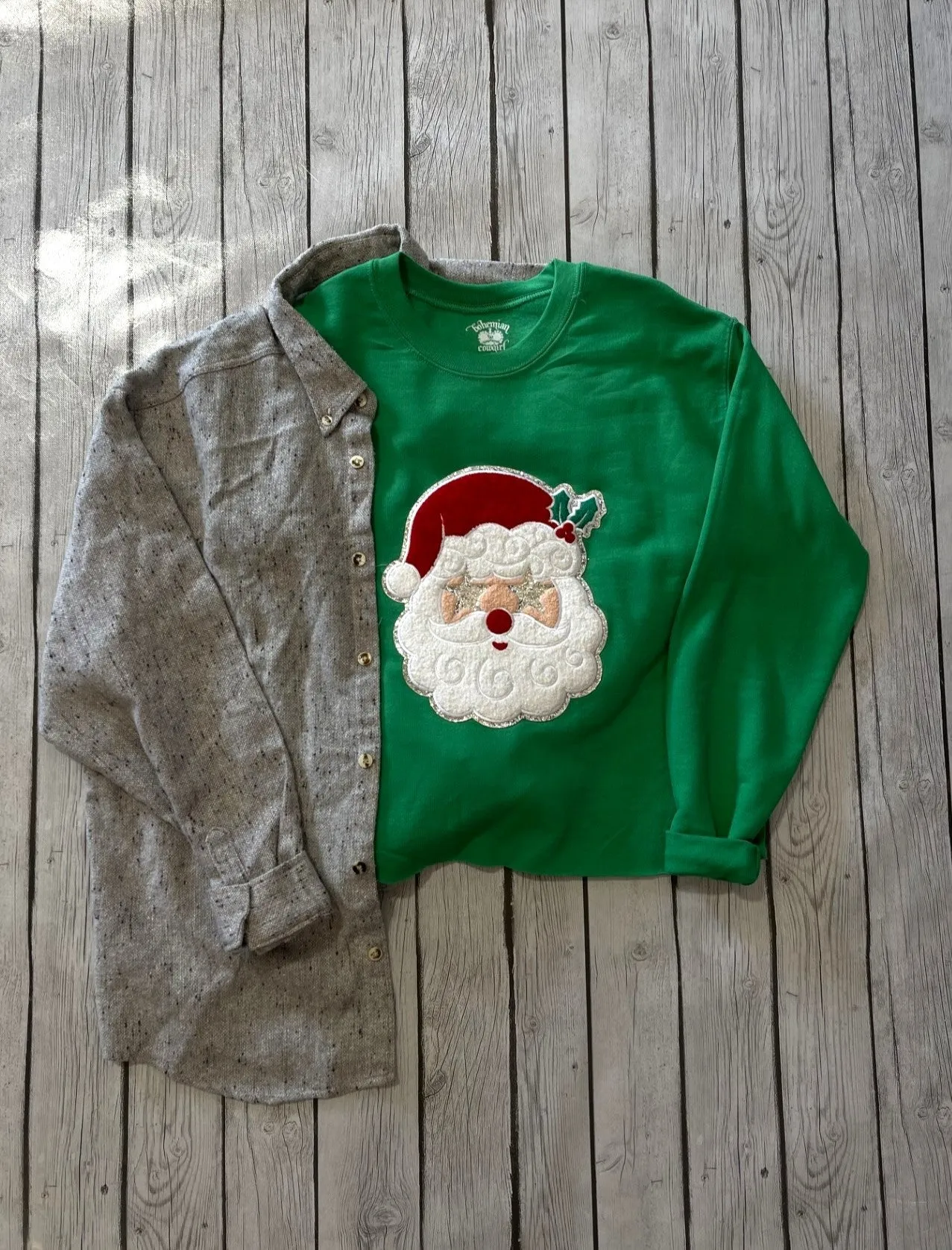 Star Eyed Santa Cropped Sweatshirt