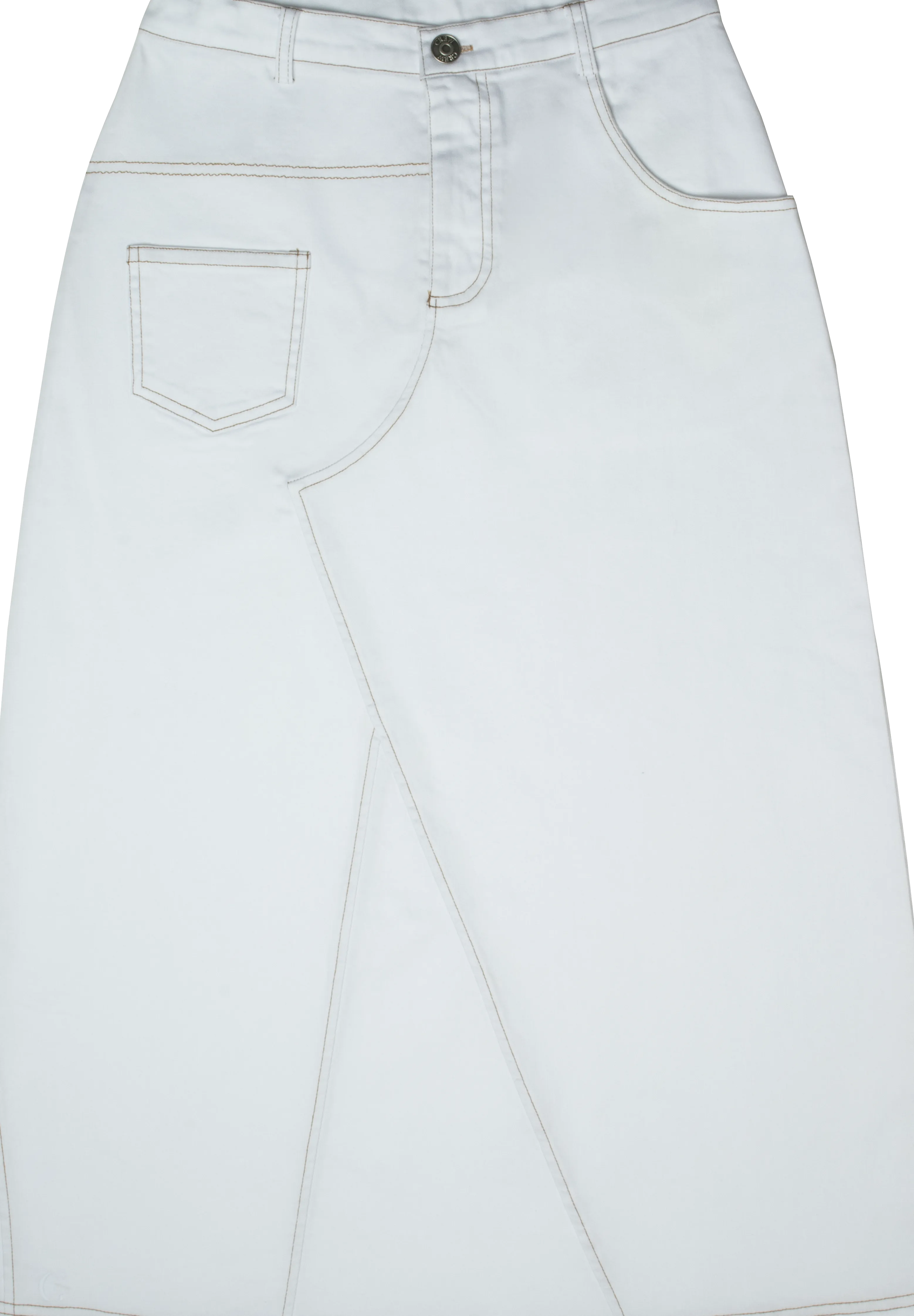 Stitch detail white maxi skirt by Crew Basics