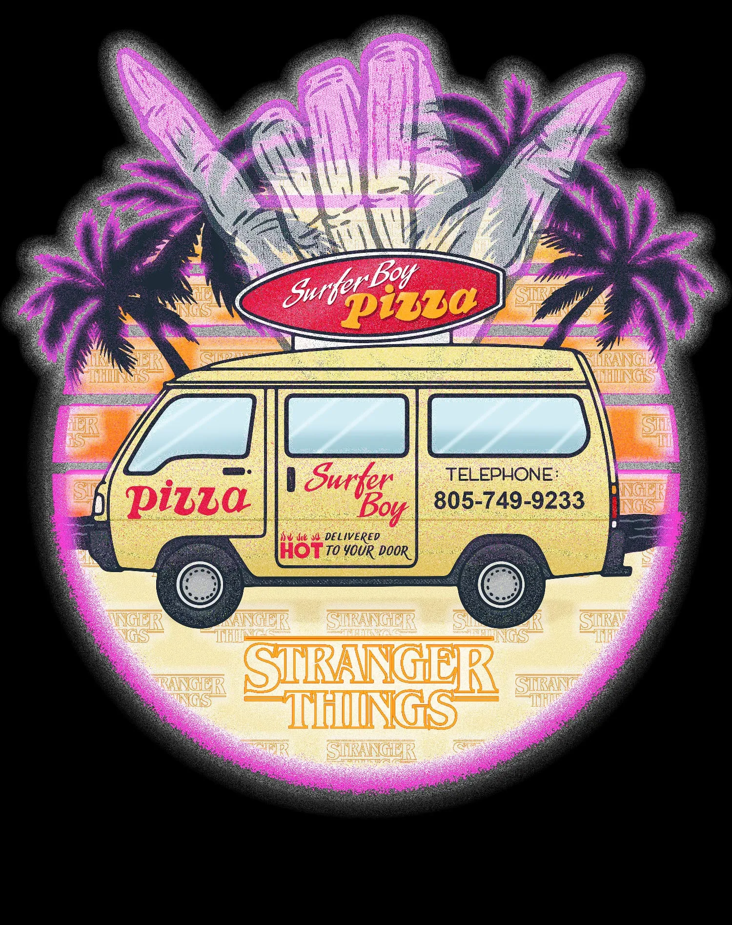 Stranger Things Argyle Splash Surf Pizza Sweatshirt