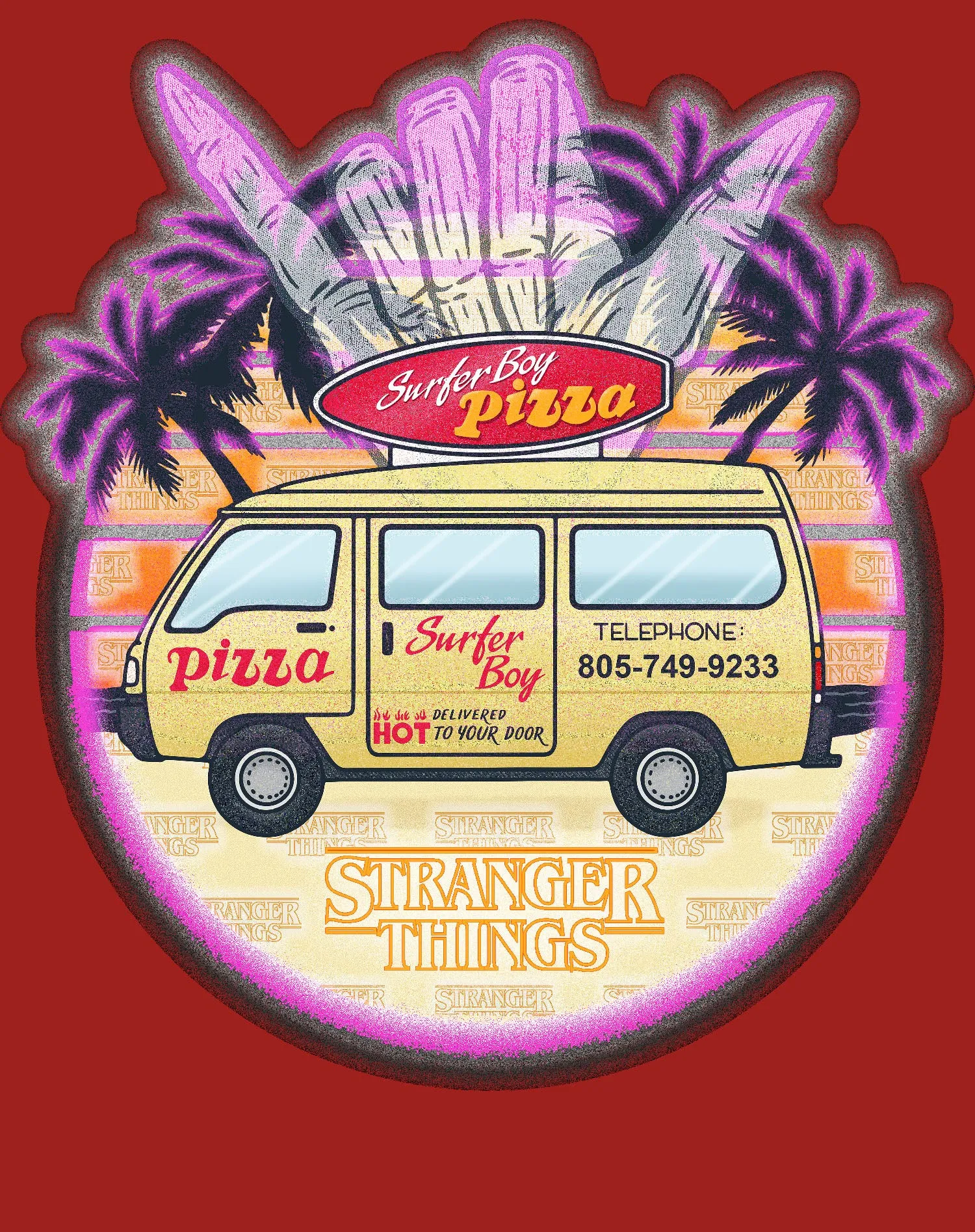 Stranger Things Argyle Splash Surf Pizza Sweatshirt