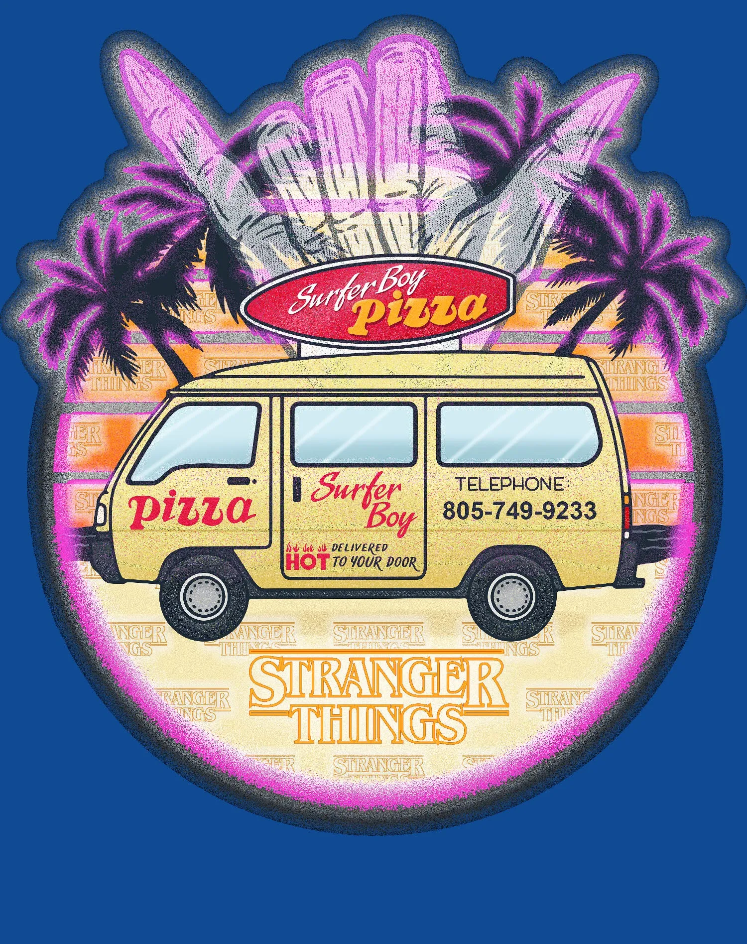 Stranger Things Argyle Splash Surf Pizza Sweatshirt