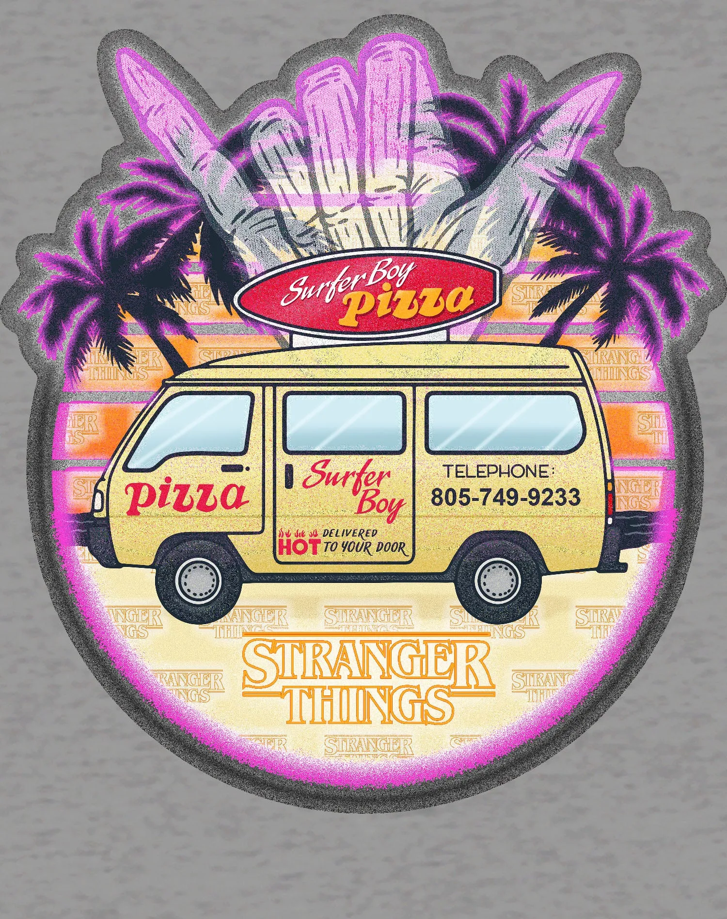 Stranger Things Argyle Splash Surf Pizza Sweatshirt