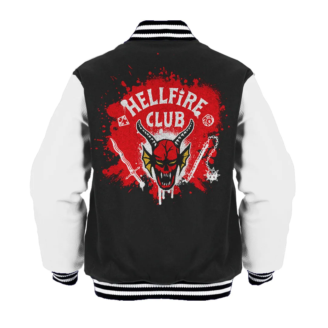 Stranger Things Logo Hellfire Club Graffiti Varsity Jacket