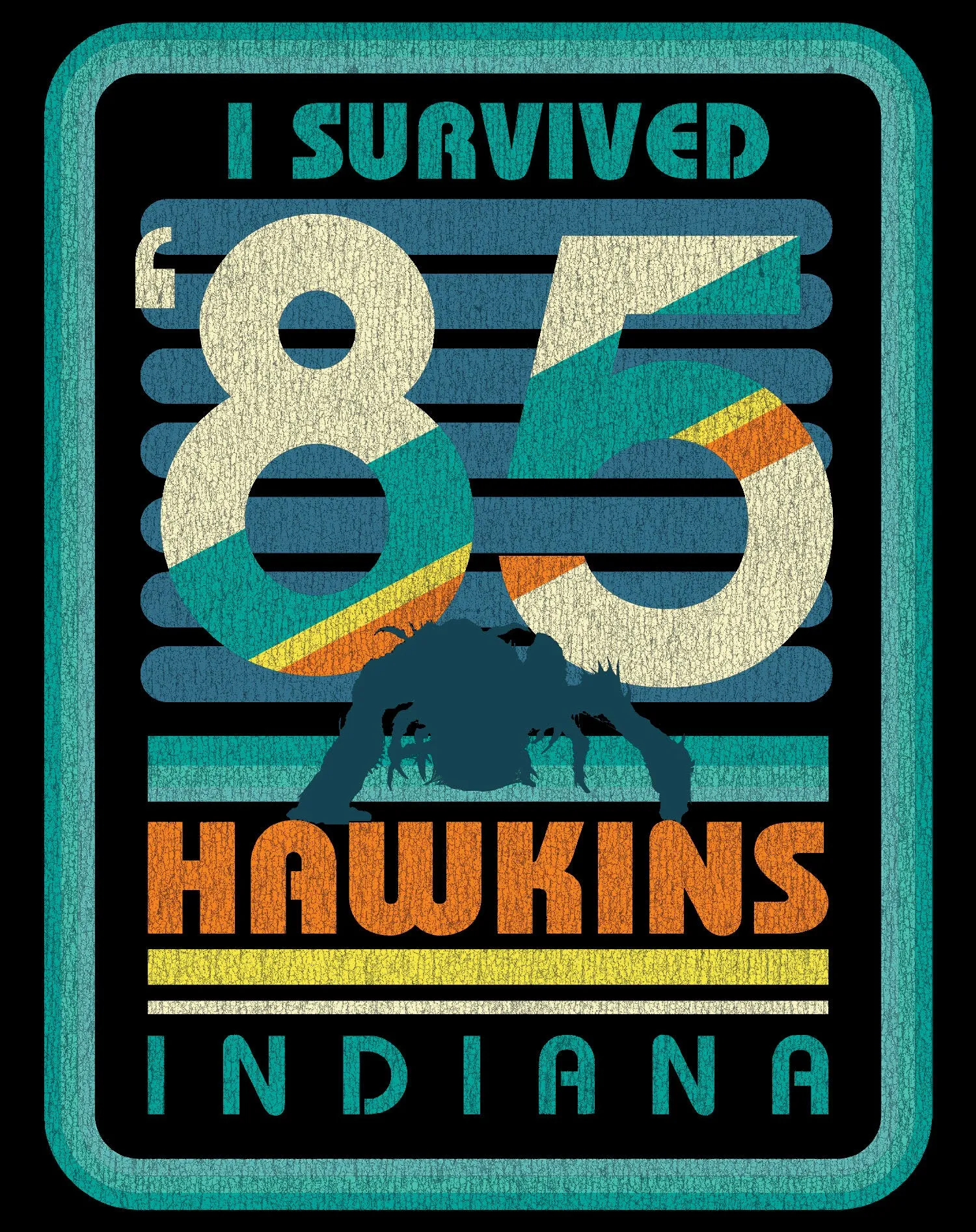 Stranger Things Vintage Demogorgon Poster Hawkins Indiana I Survived 85 Official Sweatshirt