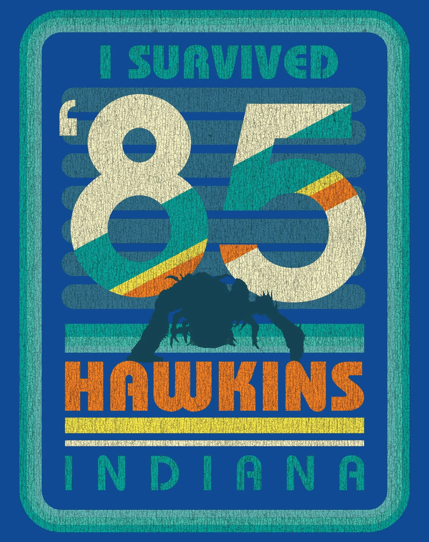 Stranger Things Vintage Demogorgon Poster Hawkins Indiana I Survived 85 Official Sweatshirt